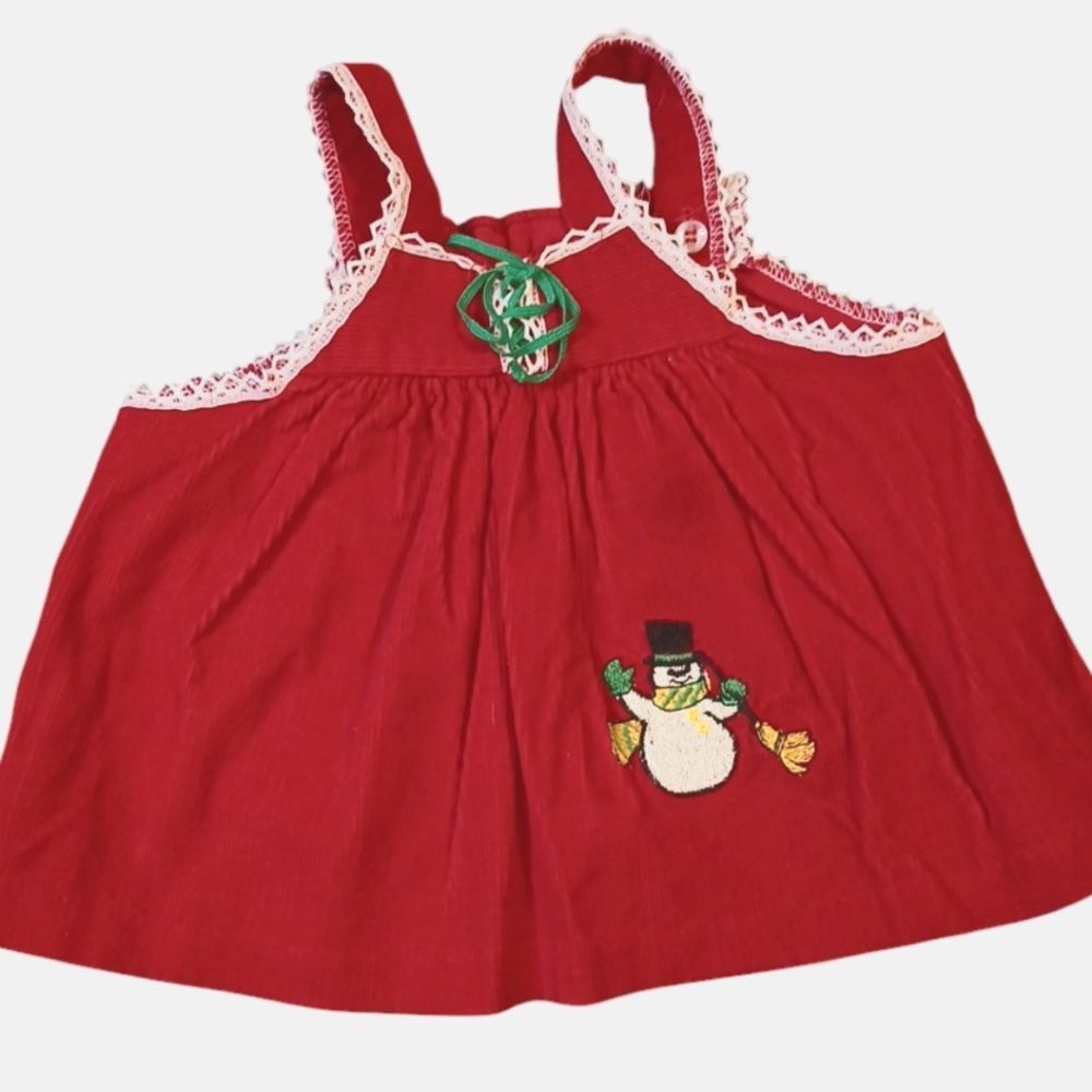 Vintage Baby Christmas Corduroy Laced Dress‎ Small 0-3